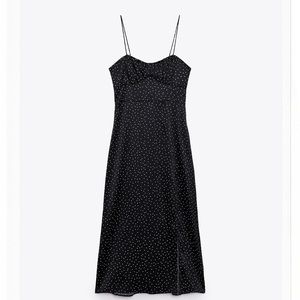 Zara dotted midi corset dress